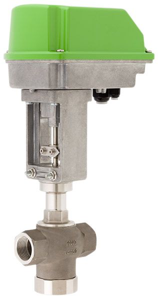 Three-way motor valve made from stainless steel type 7282